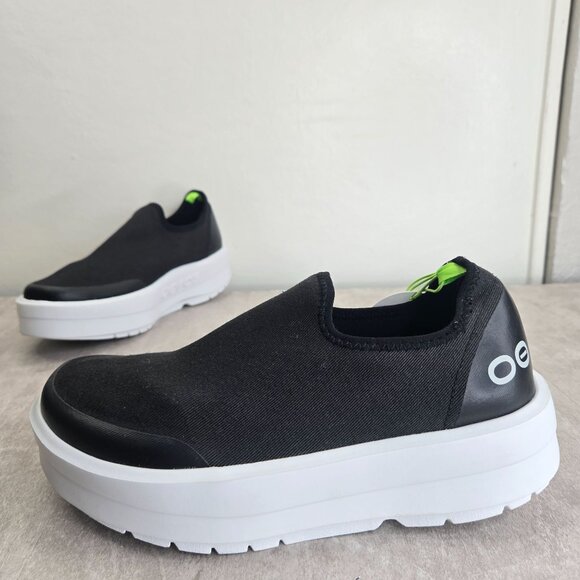 OOFOS Shoes - OOFOS OOmega eeZee Shoes Womens 8 Black White Recovery Comfort Platform Slip On
